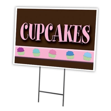 Signmission Cupcakes Yard Sign & Stake outdoor plastic coroplast window, C-2436-DS-Cupcakes C-2436-DS-Cupcakes